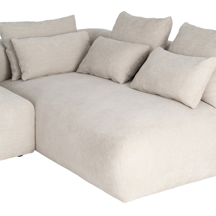 Sofá Chaise Longue Derecha Crema Tejido 307 X 202 X 81 cm