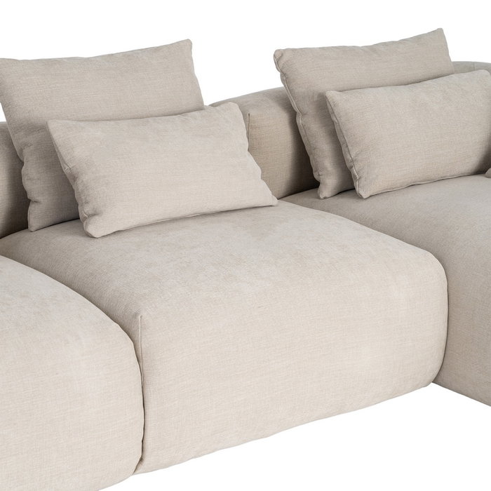 Sofá Chaise Longue Derecha Crema Tejido 307 X 202 X 81 cm