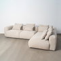 Sofá Chaise Longue Derecha Crema Tejido 307 X 202 X 81 cm