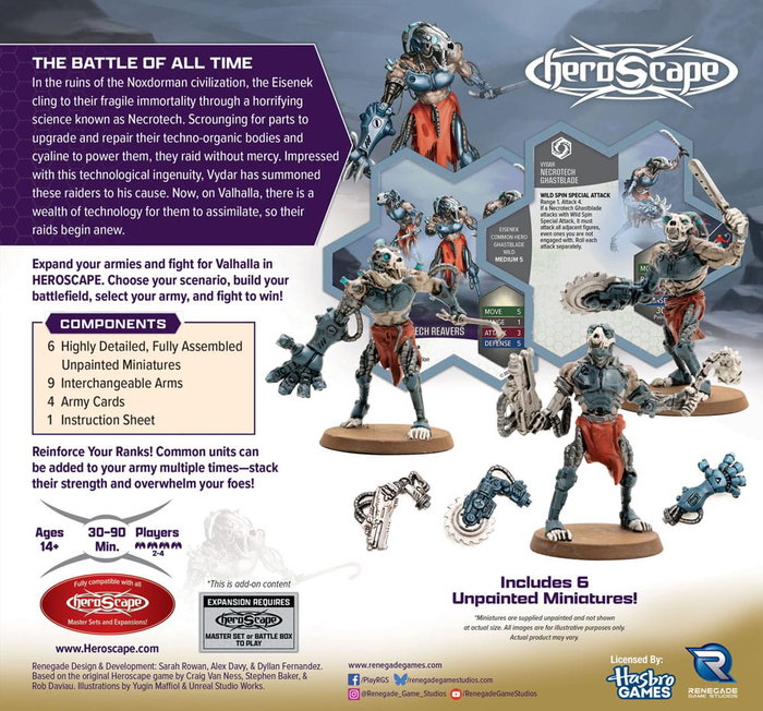 Renegade Heroscape expansión del ejército Age of Annihilation Upgraded Necrotech Reavers (Common) *Edición Inglés*