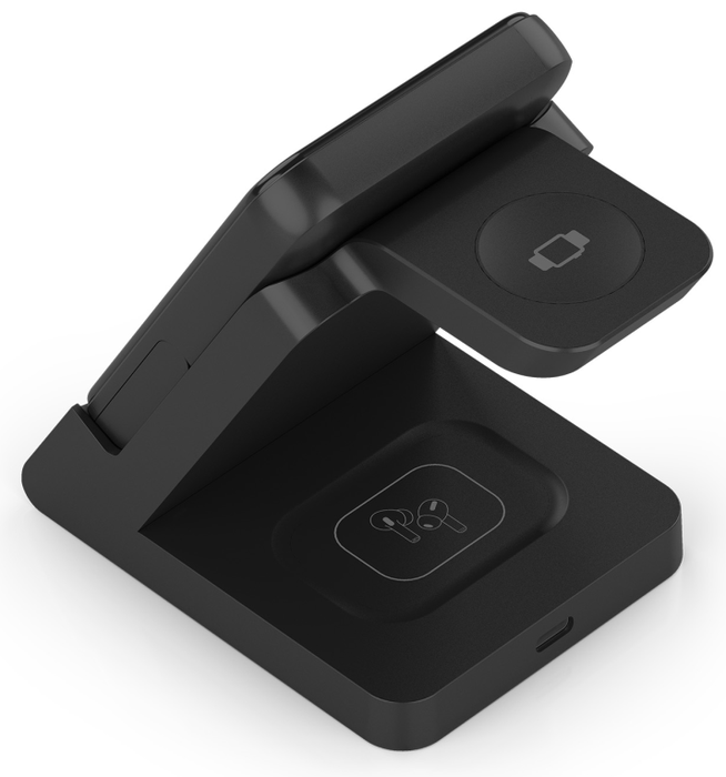 AISENS Cargador Inalámbrico 4 en 1 15W con Power Bank 5000mAh Negro