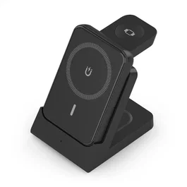 AISENS Cargador Inalámbrico 4 en 1 15W USB-C para Móvil Apple Watch y Auriculares con Estuche de Carga Negro