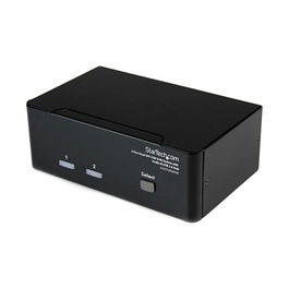StarTech Conmutador KVM Switch de 2 Puertos para Doble Monitor DVI, USB y Audio, Resolución 2048 x 1536, Compatible con Windows, Mac, Linux