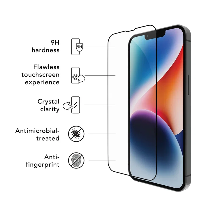 Dbramante1928 Protector de Pantalla Apple Compatible iPhone 13, iPhone 13 Pro, iPhone 14, iPhone 16e (6.1") - Cristal Templado PET 9H Anti-huellas y Rayones, 1 Pieza