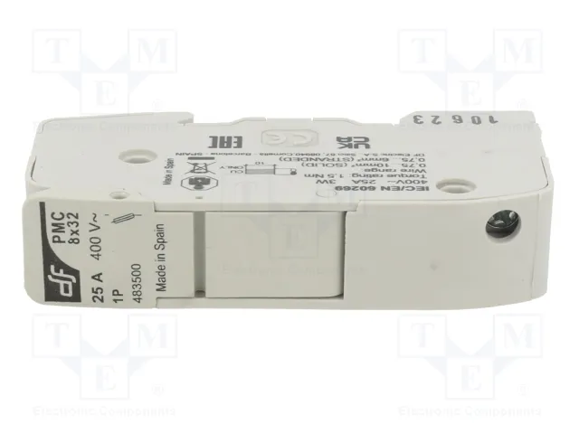 DF ELECTRIC Portafusibles 8x32mm para Raíl DIN 25A