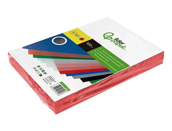 Liderpapel Tapas Encuadernacion Polipropileno A4 0.5mm Rojo Opaco Paquete 100 Unidades