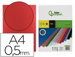 Liderpapel Tapas Encuadernacion Polipropileno A4 0.5mm Rojo Opaco Paquete 100 Unidades
