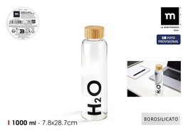 La Mediterranea Botella de Agua Boro con Tapa de Bambú 1000ml