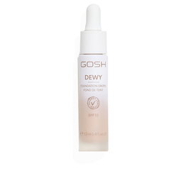 Gosh DEWY Foundation Drops SPF15 #006-Medium, gotas de base fluida con cobertura natural y efecto glass skin, 12 g