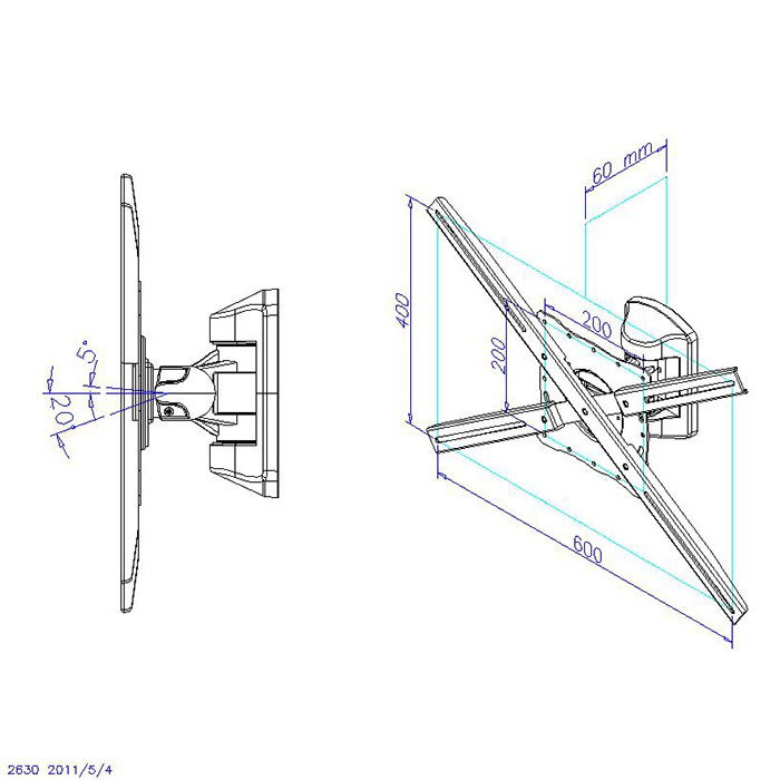 Phoenix Technologies Soporte Articulado de Pared para TV Rotatorio e Inclinable, Hasta 35 kg, Compatible con VESA 200x200, 300x200, 300x400, 600x400 mm Phoenix Technologies Soporte Articulado de Pared para TV Rotatorio e Inclinable, Hasta 35 kg, Compatible con VESA 200x200, 300x200, 300x400, 600x400 mm