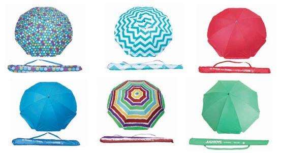 Sombrilla aluminio 180cm, 8 varillas fibra, tubo 22/25mm, punta de aluminio, 240d tela oxford interior uv 50+ y ventana - modelos surtidos