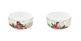 DKD Home Decor Set de 2 Cuencos de Porcelana 400 ml, Rojo y Verde