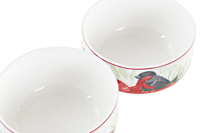 DKD Home Decor Bol Navidad Tradicional Porcelana Rojo Verde 4 Unidades 13.5 x 13.5 x 7 cm