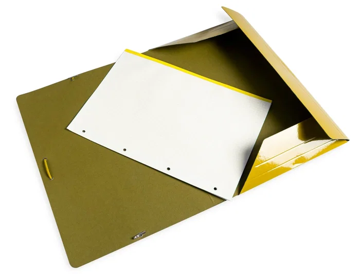 Liderpapel Carpeta Gomas Tres Solapas Cartón Plastificado Folio Color Amarillo