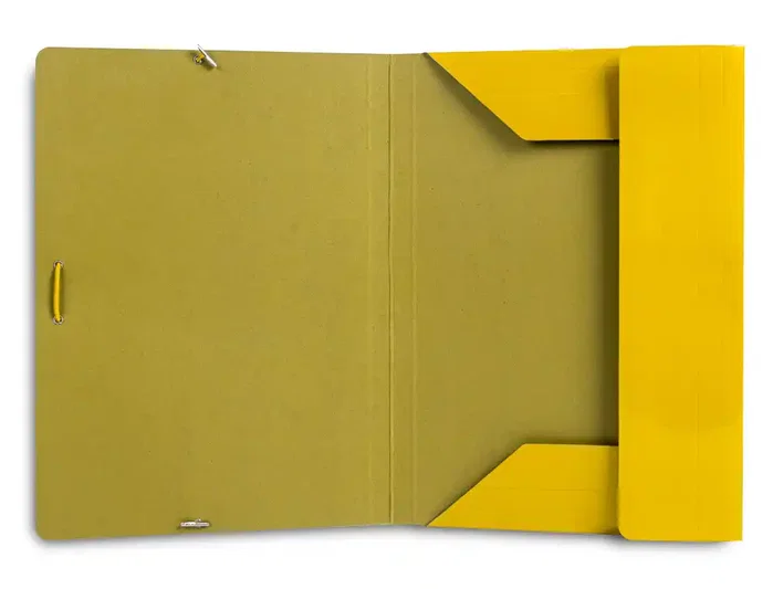 Liderpapel Carpeta de gomas con tres solapas color amarillo tamaño folio