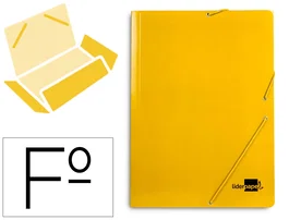 Liderpapel Carpeta Gomas Tres Solapas Cartón Plastificado Folio Color Amarillo