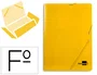 Liderpapel Carpeta Gomas Tres Solapas Cartón Plastificado Folio Color Amarillo