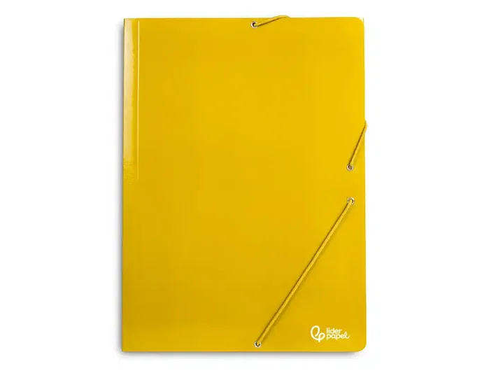 Liderpapel Carpeta de gomas con tres solapas color amarillo tamaño folio