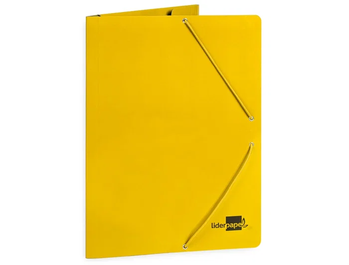 Liderpapel Carpeta Gomas Tres Solapas Cartón Plastificado Folio Color Amarillo