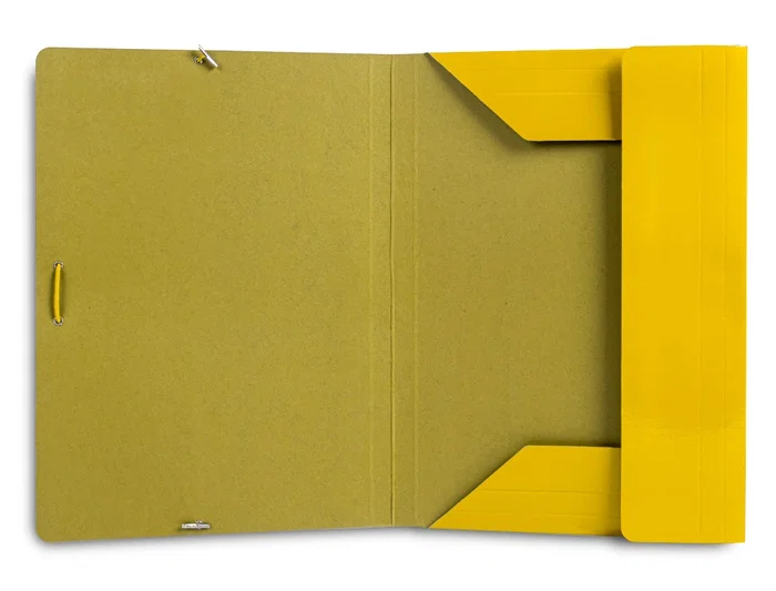 Liderpapel Carpeta Gomas Tres Solapas Cartón Plastificado Folio Color Amarillo