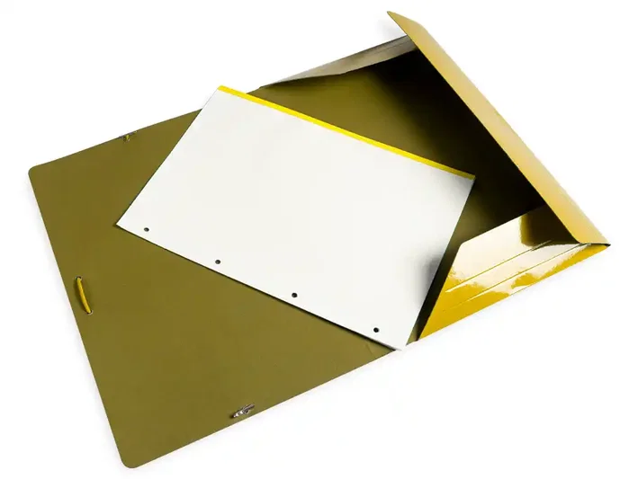 Liderpapel Carpeta de gomas con tres solapas color amarillo tamaño folio