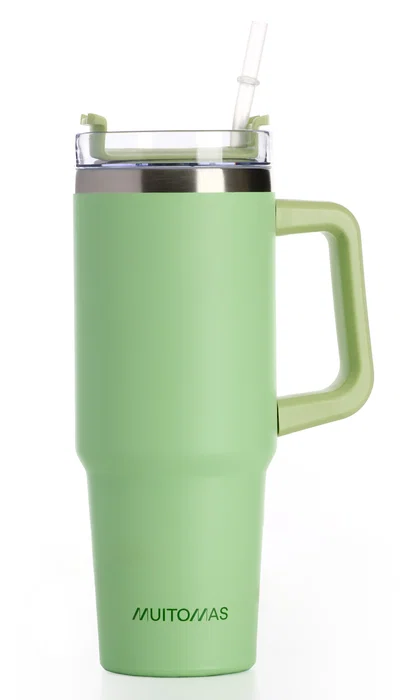 Muitomas TRAVELMUG900GN Taza de Viaje Acero Inoxidable Doble Pared 900 ml, A Prueba de Fugas, Color Verde