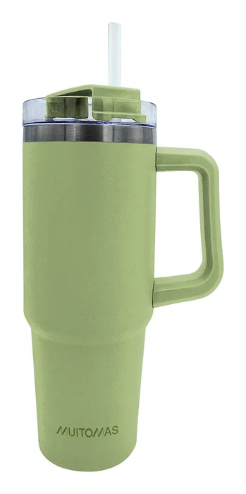 Muitomas TRAVELMUG900GN Taza de Viaje Acero Inoxidable Doble Pared 900 ml, A Prueba de Fugas, Color Verde