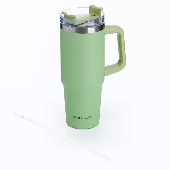 Muitomas TRAVELMUG900GN Taza de Viaje Acero Inoxidable Doble Pared 900 ml, A Prueba de Fugas, Color Verde