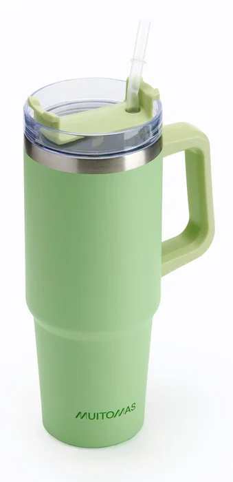 Muitomas TRAVELMUG900GN Taza de Viaje Acero Inoxidable Doble Pared 900 ml, A Prueba de Fugas, Color Verde