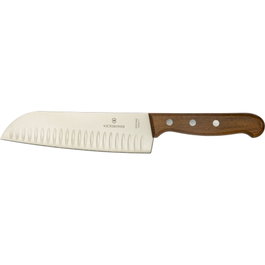 Victorinox Wood Cuchillo Santoku de 17 cm con Borde Granton de Madera de Arce, Plata/Marrón Slv/Brn
