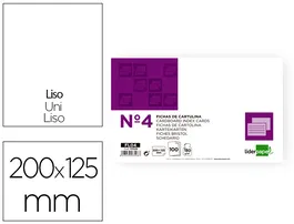 Liderpapel Ficha Lisa Nº4 125x200mm 180gr Paquete de 100 Unidades