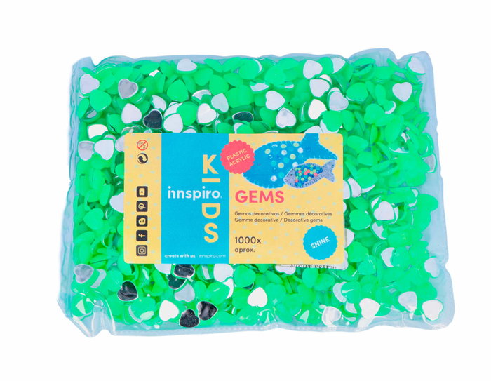 Innspiro Gemas de Corazón Verde Fluor 10x10mm (1000 unidades)
