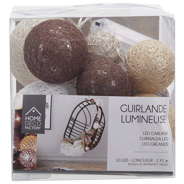 Home Deco Factory Guirnalda de Luces 10 LED con Bolas de Diferentes Medidas para Decoración Home Deco Factory Guirnalda de Luces 10 LED con Bolas de Diferentes Medidas para Decoración