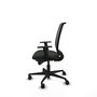 Silla de oficina Alares con mecanismo Sincro tapizada con Tela color Negro. Equipada con lumbar 1D, Brazos 1D y Ruedas 65mm nailon