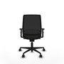 Silla de oficina Alares con mecanismo Sincro tapizada con Tela color Negro. Equipada con lumbar 1D, Brazos 1D y Ruedas 65mm nailon