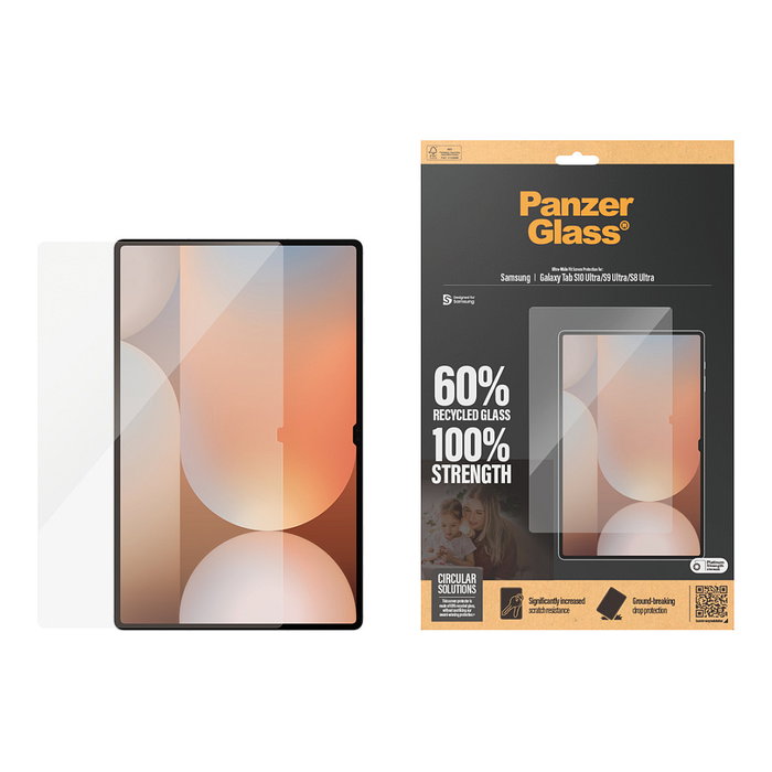 PanzerGlass Protector de Pantalla Vidrio Templado para Samsung Galaxy Tab S8 Ultra, S9 Ultra, S10 Ultra Ultra-Wide Fit, Anti-Rayones, 1 Pieza, Transparente
