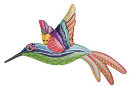 DKD Home Decor Decoración de pared metal Colibrí mate Multicolor