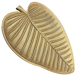 Home Deco Factory Bandeja Hoja Madera Dorada