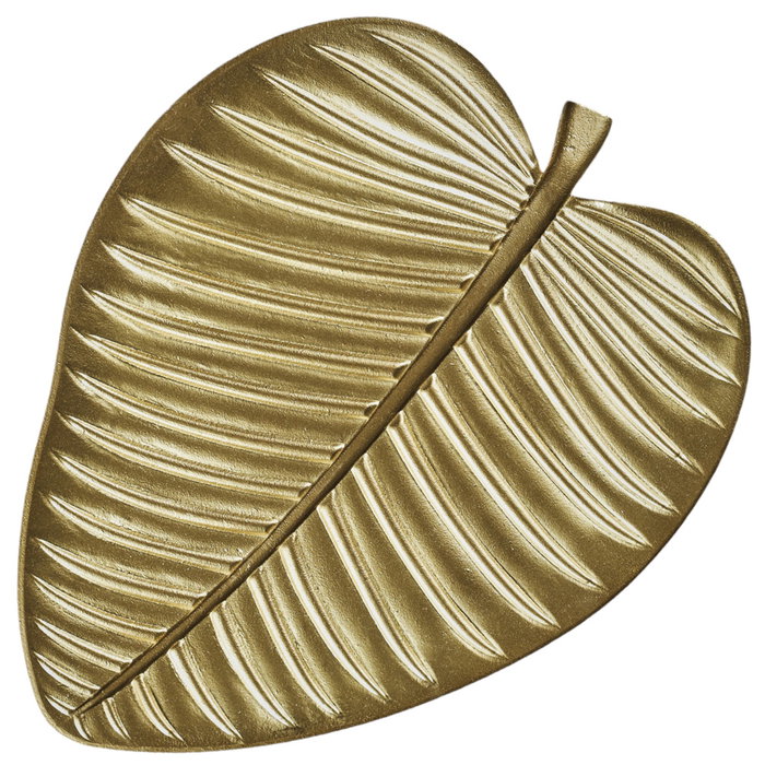 Home Deco Factory Bandeja Hoja Madera Dorada
