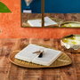 Home Deco Factory Bandeja Hoja Madera Dorada