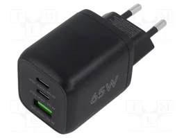 GOOBAY Cargador de 65W con tecnología GaN y puertos USB-C y USB-A