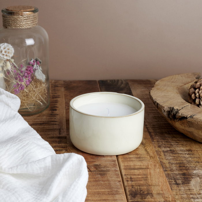 Home Deco Factory Vela Perfumada Natural Cerámica Diámetro 12 cm Especias de Madera Madera de Jengibre Niebla de Madera