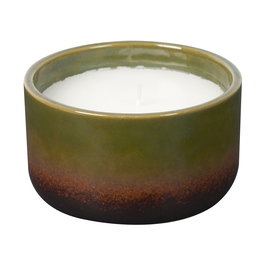 Home Deco Factory Vela Perfumada en Cerámica Natural - 12 cm - Aromas Madera (Negra/Blanca/Verde) - 190g 10h