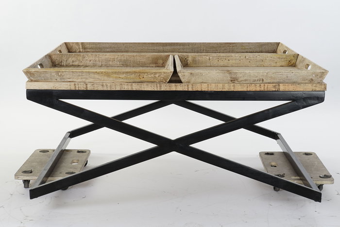 DKD Home Decor Mesa de Centro de Madera y Metal con Bandeja