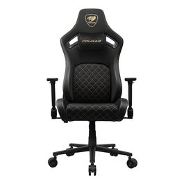 Cougar Silla Gaming Defensor Gold F CGR-DFF-GLB, Respaldo y Asiento Acolchado Tapizado en Tela Negro y Oro, Reposabrazos 4D, Para PC, Peso Usuario 120 kg