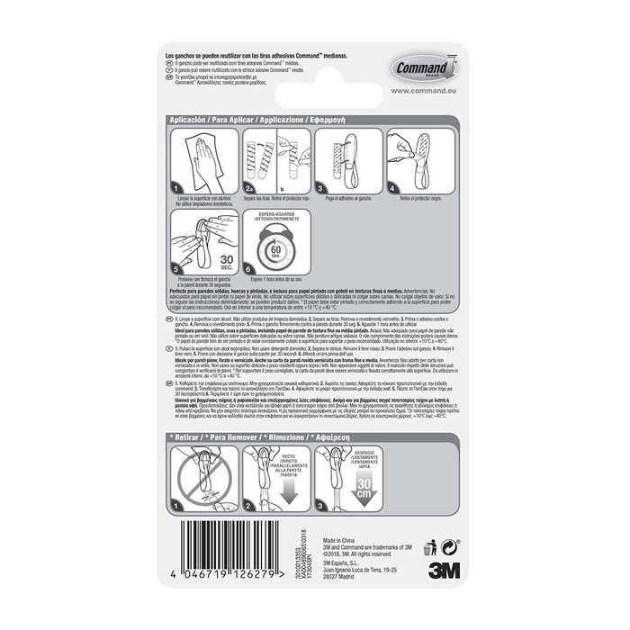 3M Command 17304 - Percha agrupadora de cables, pack de 2 unidades + 3 tiras adhesivas