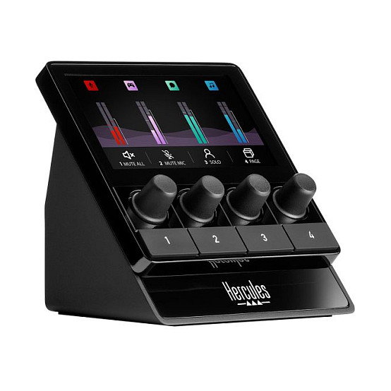 Hercules Stream 100 Controlador de Audio para Livestreams con Pantalla LCD e Intuitivo Manejo de Sonido