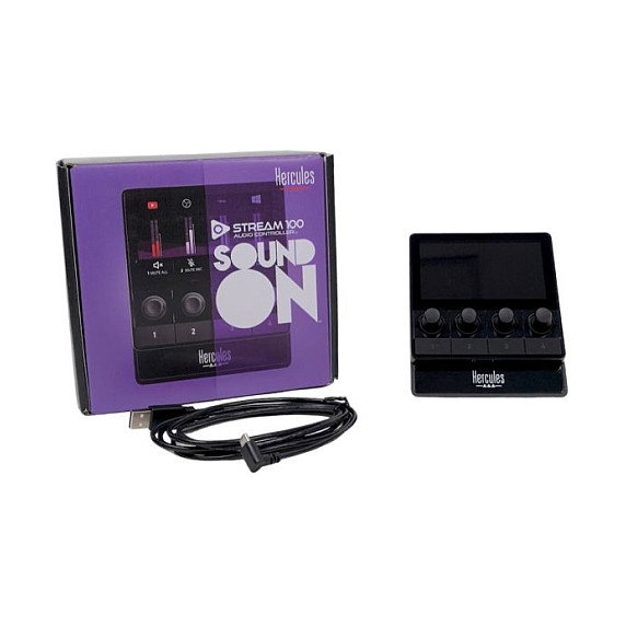 Hercules Stream 100 Controlador de Audio para Livestreams con Pantalla LCD e Intuitivo Manejo de Sonido