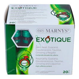 MARNYS S-Exotique 20 Viales Jalea Real, Guaraná, Taurina, Eleuterococo, Ginseng Coreano y Regaliz Complemento Energético