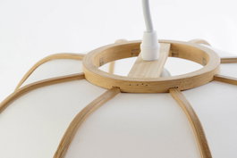 DKD Home Decor Lámpara de Techo Oriental Natural Blanco Bambú Poliéster 34 x 21 x 34 cm (2 Unidades)